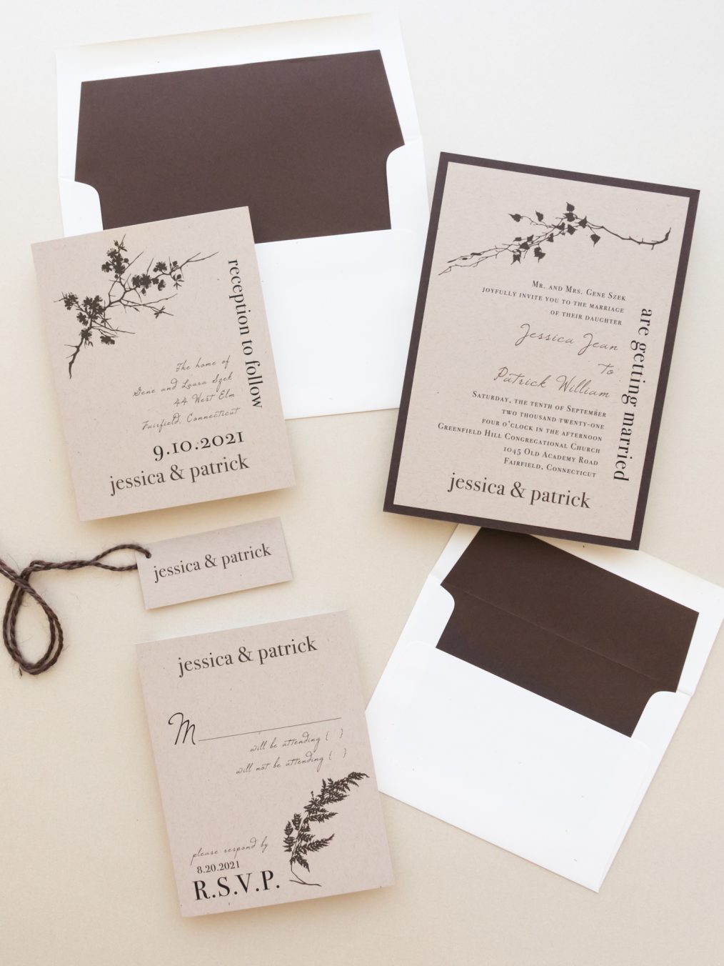 Brown Rustic wedding invitations