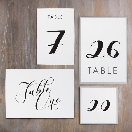 Black Script Flat Table Numbers