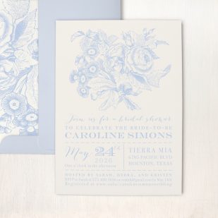 Floral Pale Blue Bridal Shower Invitations