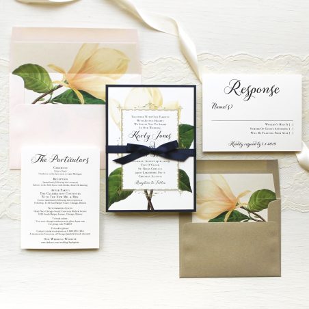 Elegant Gold Sweet Magnolia Wedding Invitations
