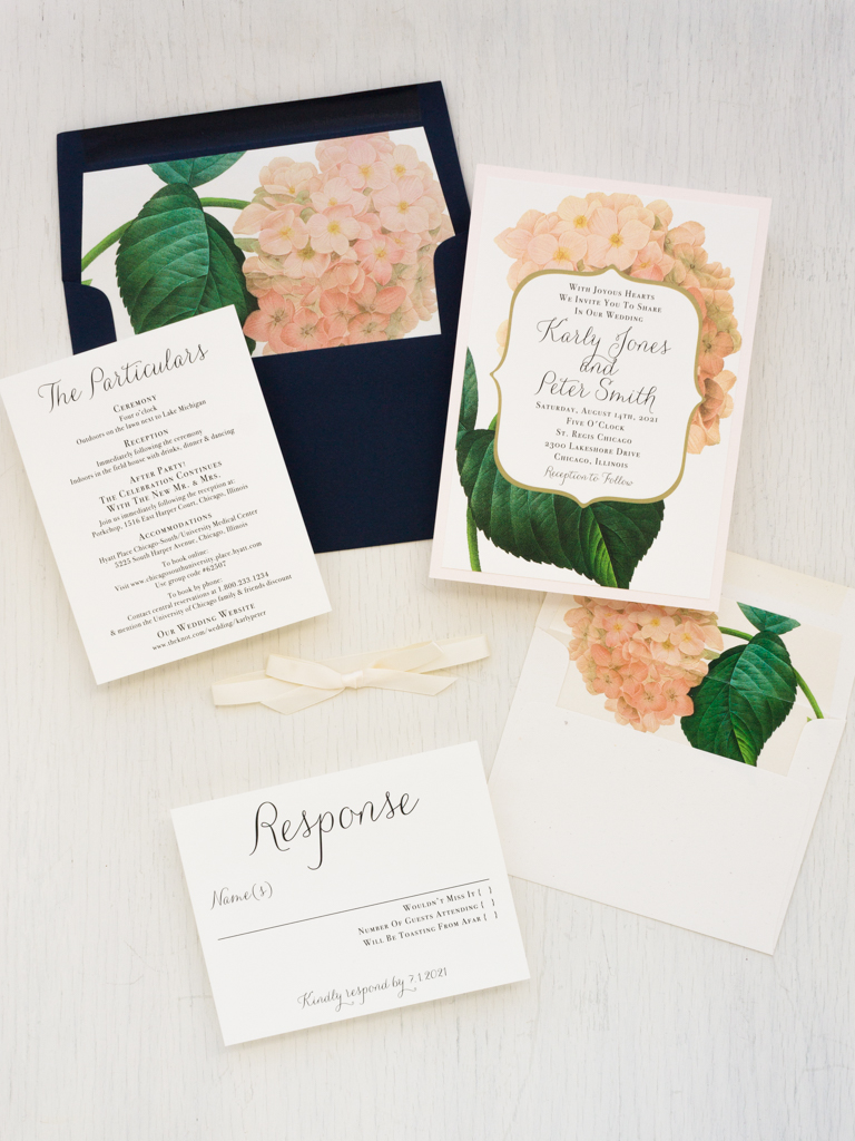 Blush Hydrangea wedding invitations