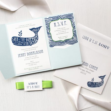Blue Whale Baby Shower Invitations