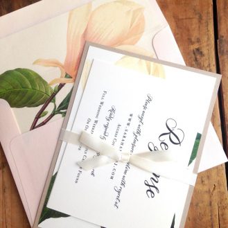 Sweet Magnolia Custom Wedding Invitations by Beacon Lane
