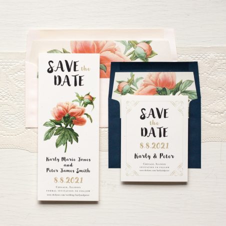 Pastel Peony Save the Dates by Beacon Lane