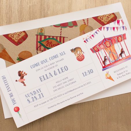 Circus Time Baby Shower Invitations