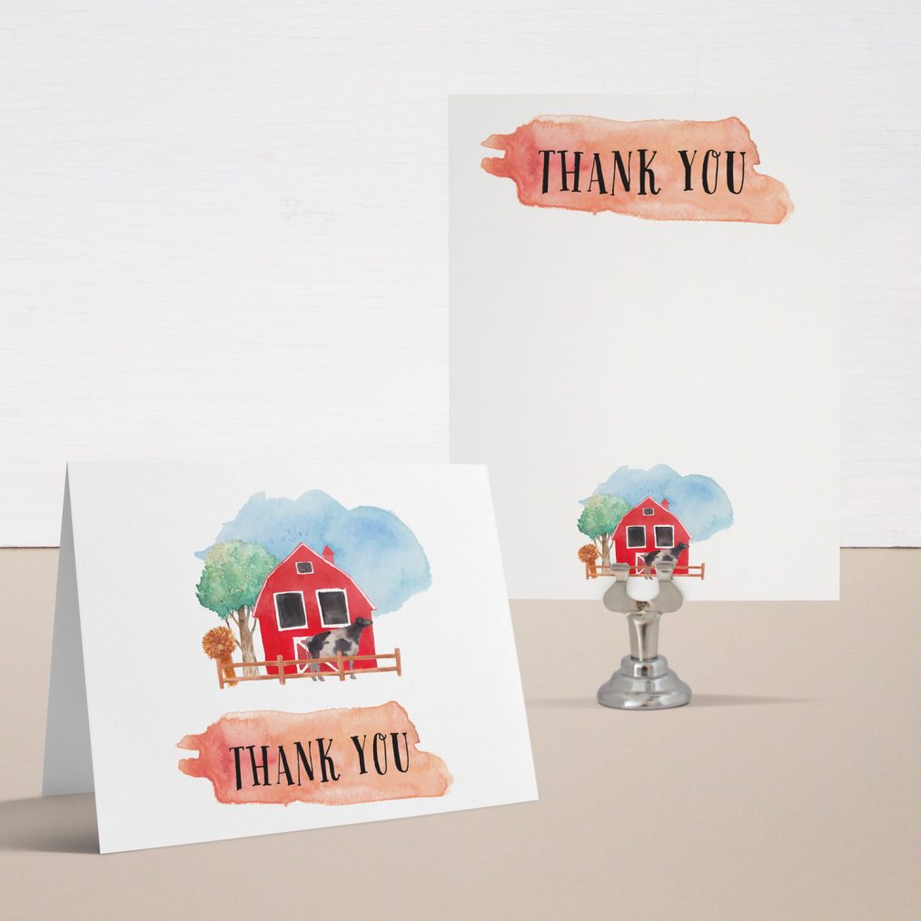 Farm Life Baby Shower Thank You Cards
