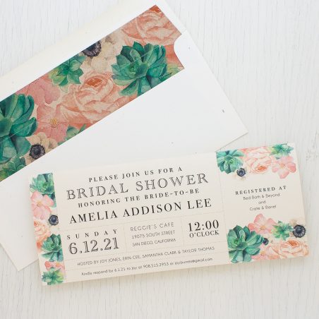Blush Succulent Bridal Shower Invitations