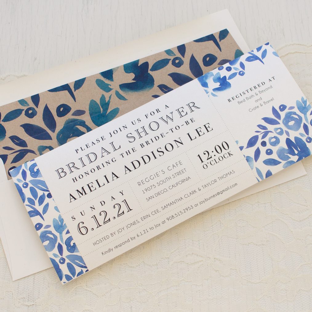 Floral Blues Bridal Shower Invitations