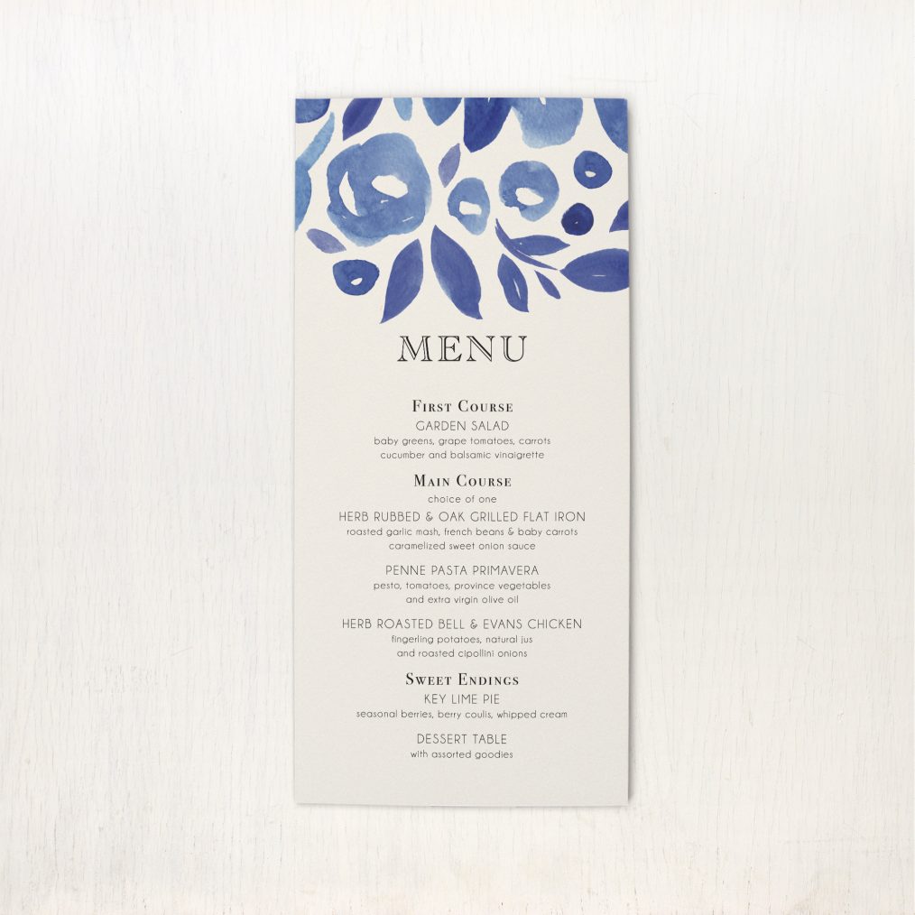 floral blues bridal shower invitations