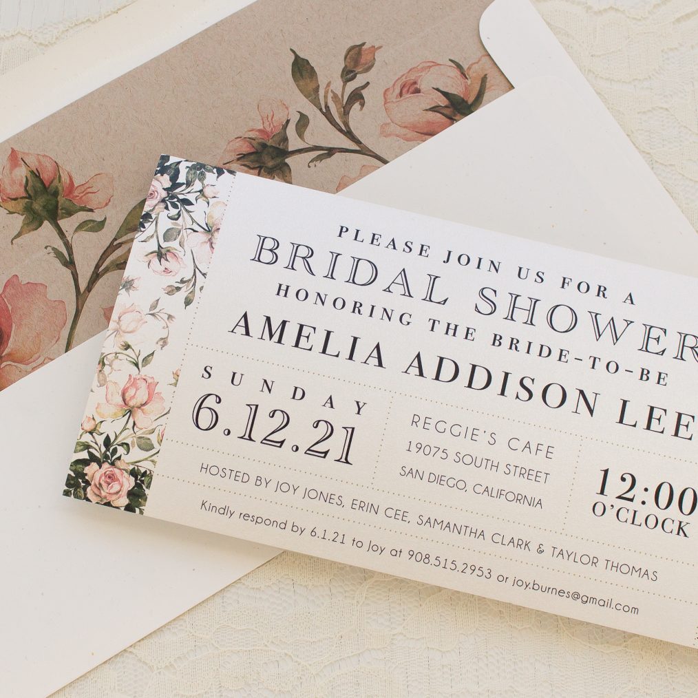 Garden Roses Bridal Shower Invitations