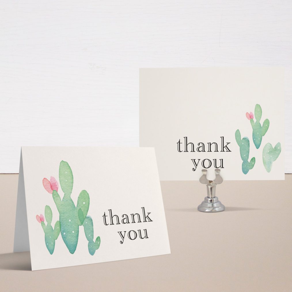 Mint Cactus Bridal Shower Thank You Cards