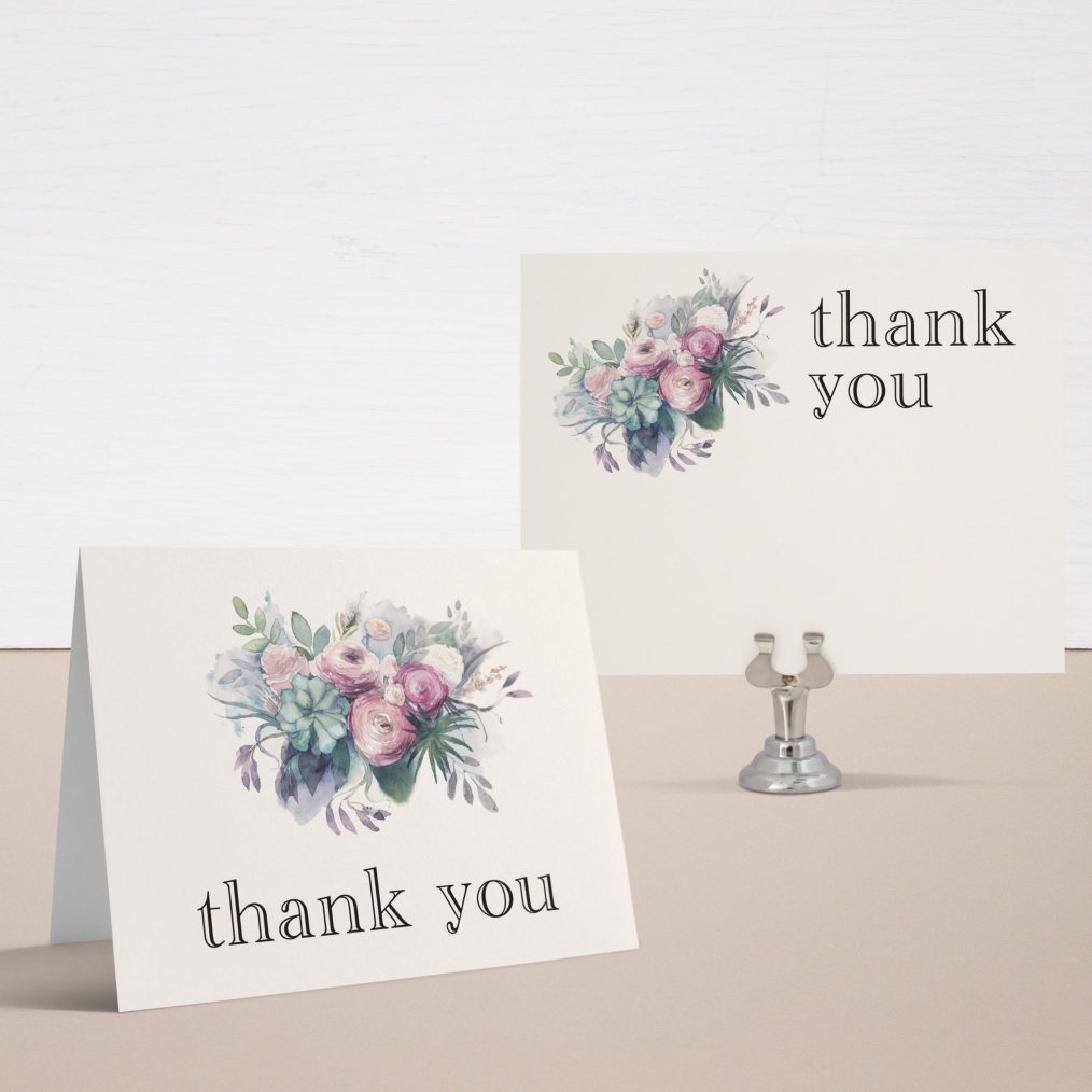 Watercolor Rose Bridal Shower Thank You Cards