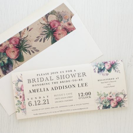 Watercolor Rose Bridal Shower Invitations