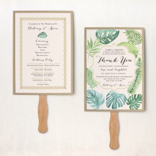 Tropical Green Ceremony Fans