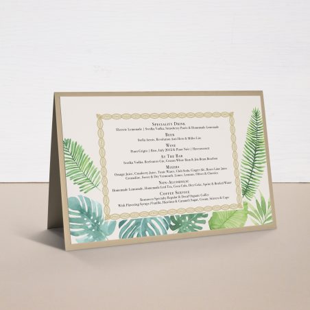 Tropical Green Tented Menu Cards