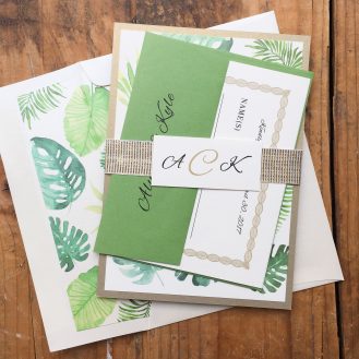 Tropical Green Custom Wedding Invitations by Beacon Lane