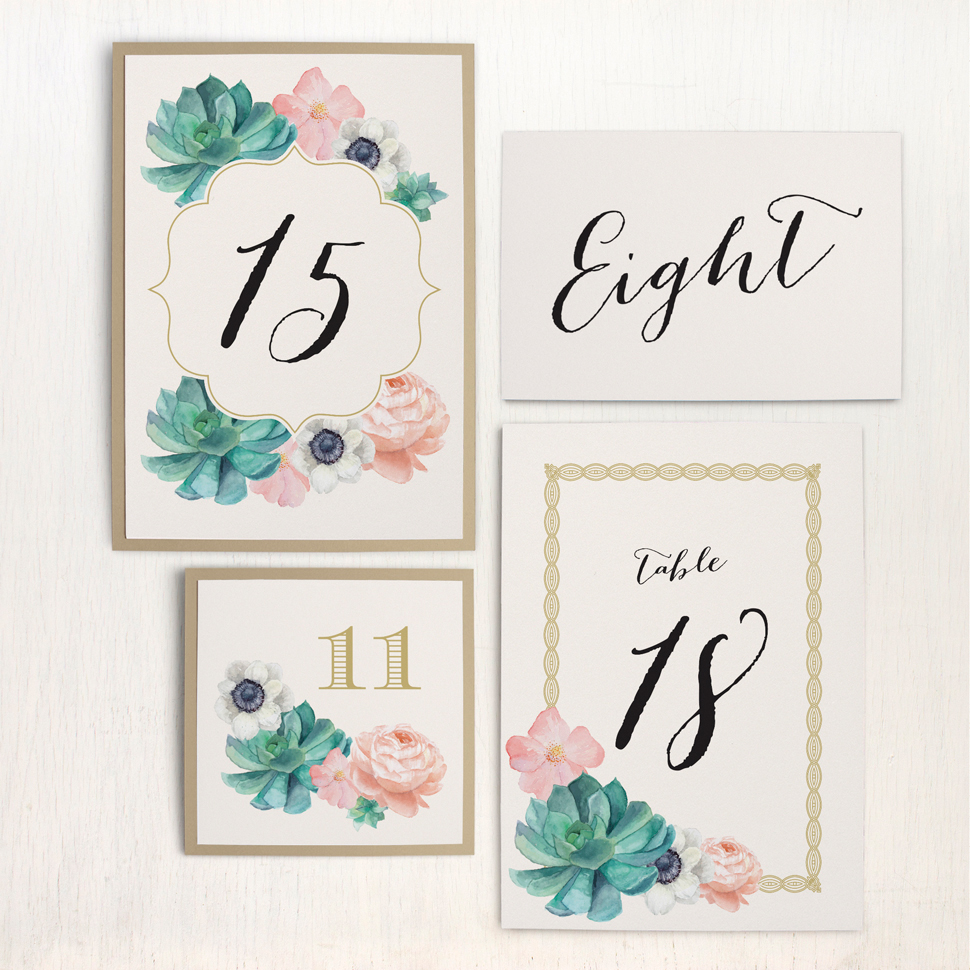 Blush Succulent Flat Table Numbers