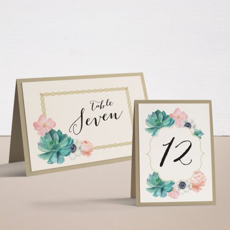 Blush Succulent Tented Table Numbers