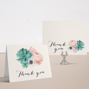 Blush Succulent Thank You Cards