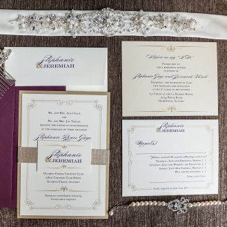 Customized Elegant Navy Script Wedding Invitations by Beacon Lane