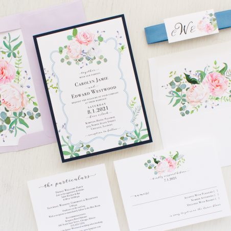 Dusty Blue Floral Wedding Invitations