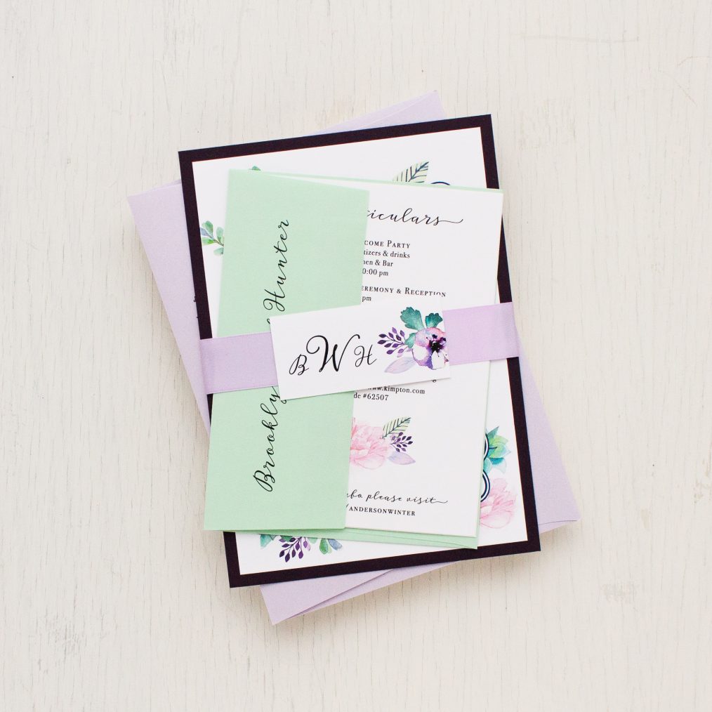Lilac Succulent Wedding Invitations