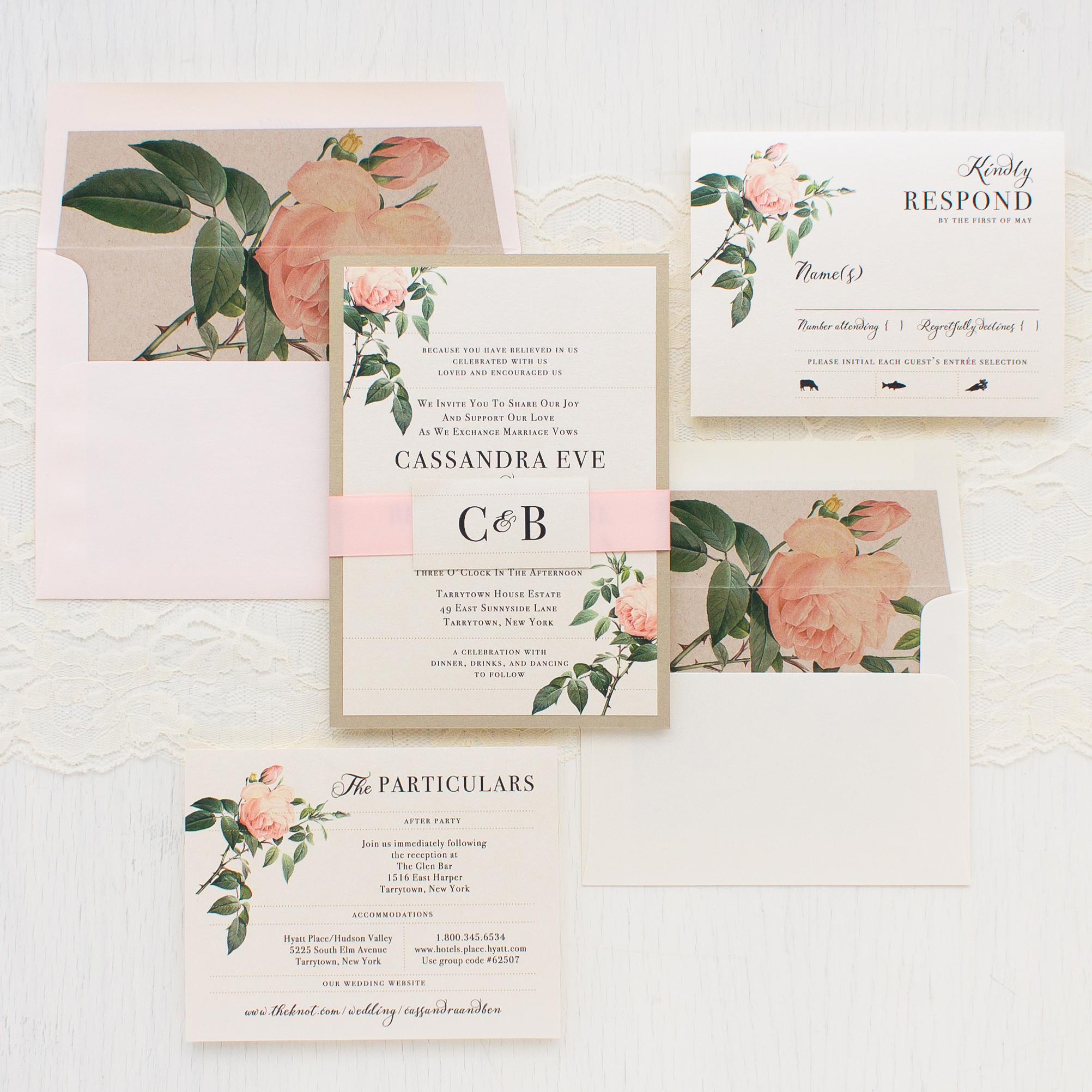 Pink and Cream Flower Wedding Insert 0027 Printable OR Printed Wedding Accommodation Cards Ivory and Blush Pink Accommodation Inserts