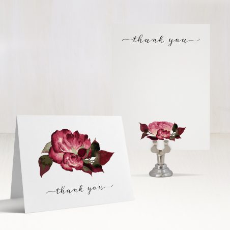 Burgundy Rose Thank You Cards