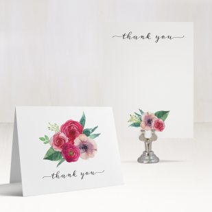 Deep Red Roses Thank You Cards