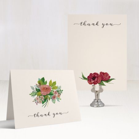 Mauve Floral Thank You Cards