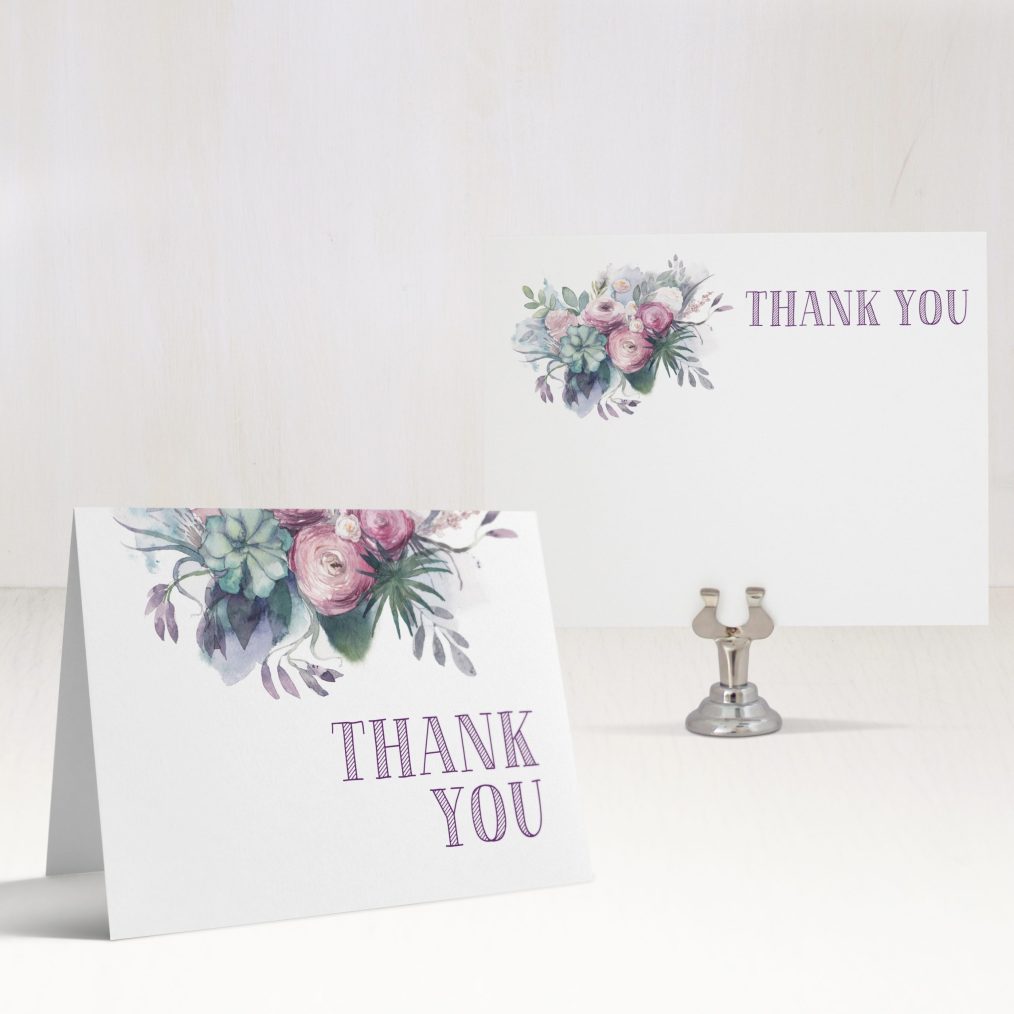 Watercolor Rose Thank You Cards