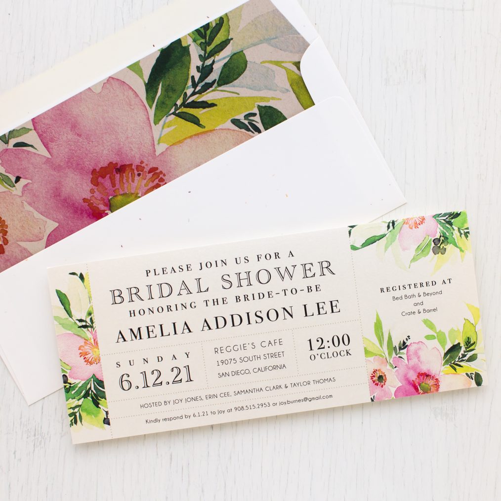 Blush & Coral Floral Bridal Shower Invitations