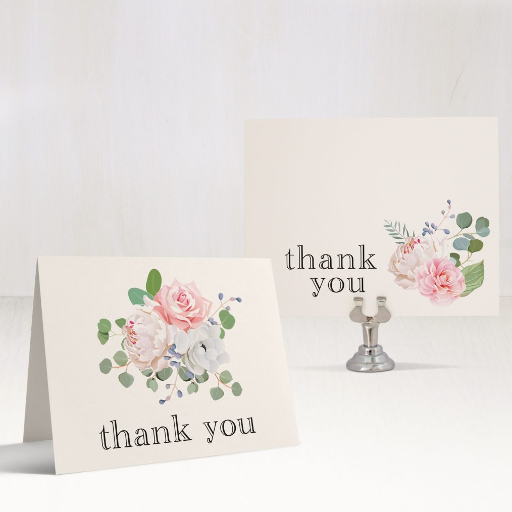 Dusty Blue Floral Bridal Shower Thank You Card