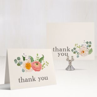 Elegant Coral Bridal Shower Thank You Cards