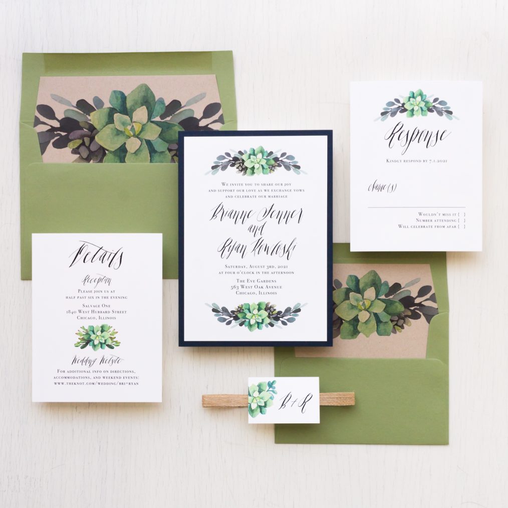 Moss Succulent Wedding Invitations