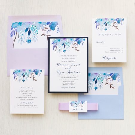 Blue lilac wedding invitations