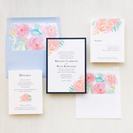 Modern Watercolor Pastel Wedding Invitations