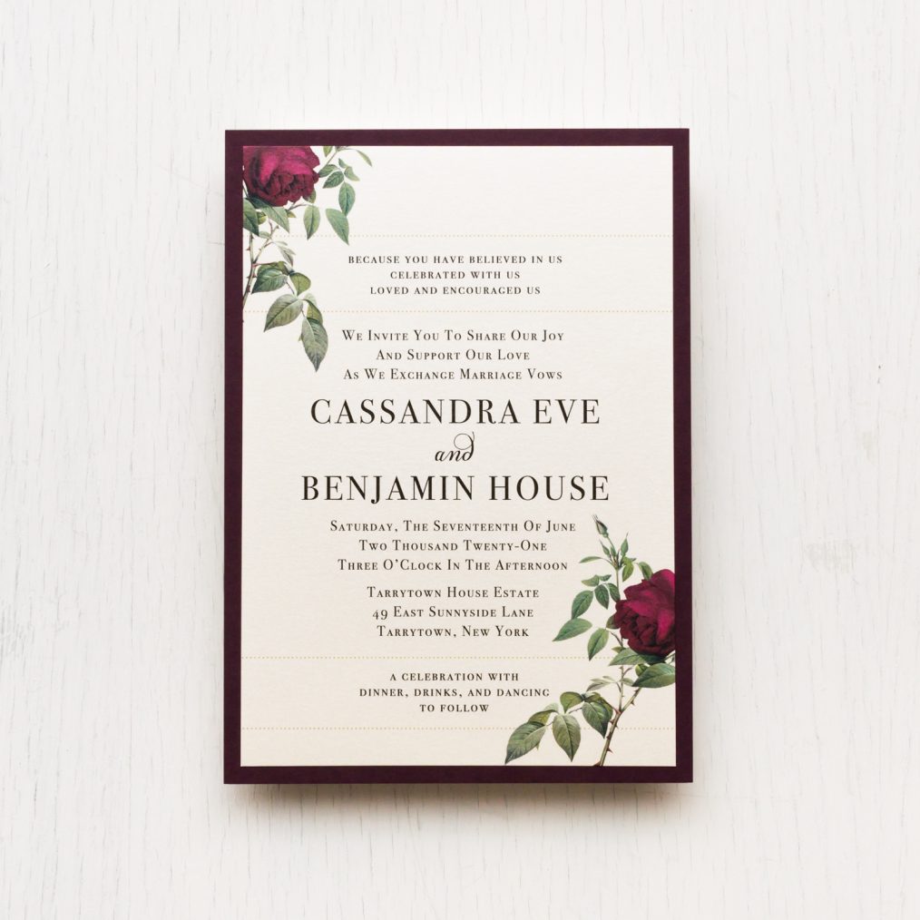 Ivory & Burgundy Wedding Invitations