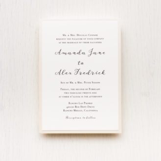 Simple Blush Wedding Invitations with Floral Envelope Liner | Beacon Lane