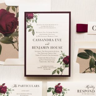 Ivory & Burgundy Floral Wedding Invitations