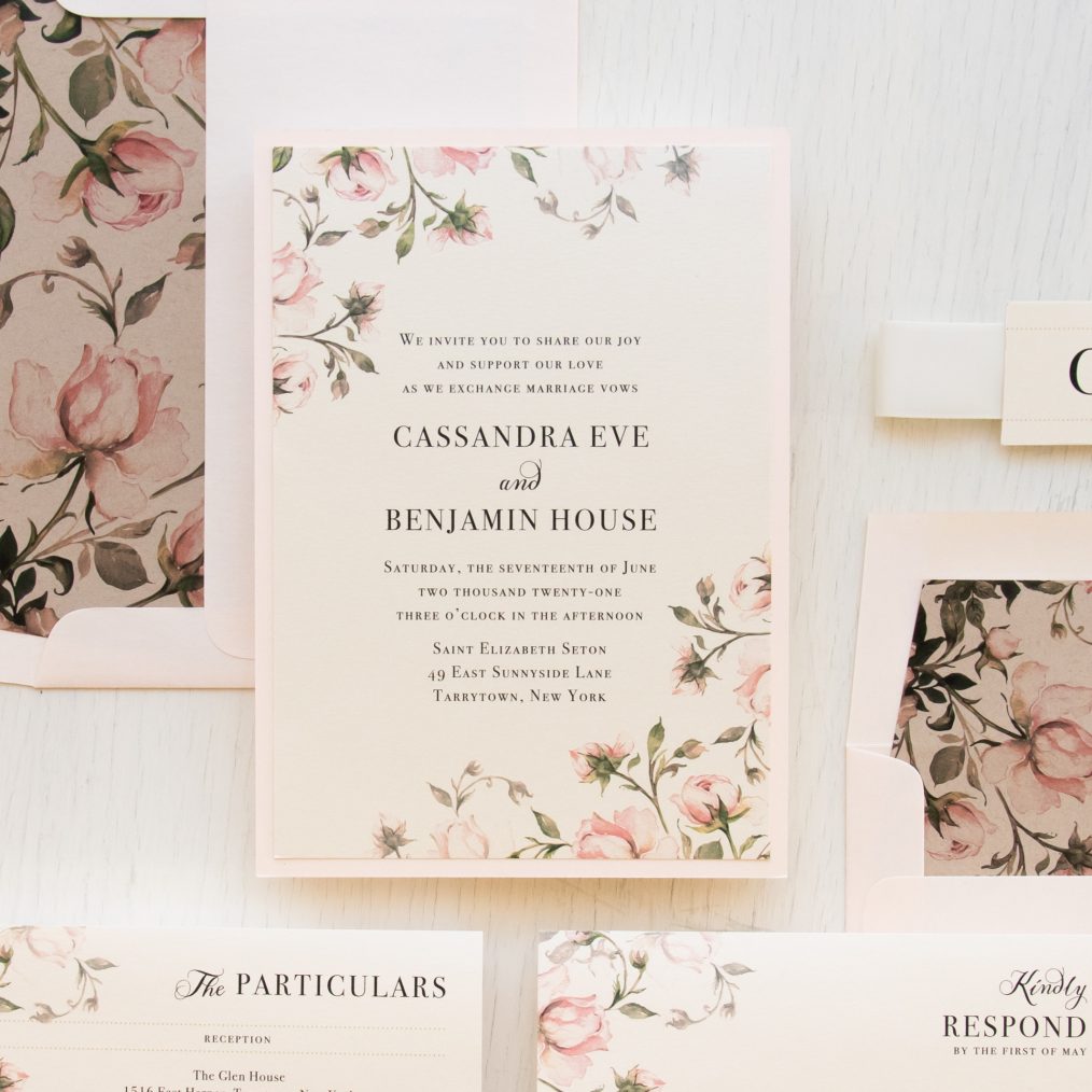 blush rose wedding invitations