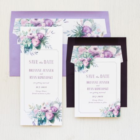 Purple Floral Save the Dates