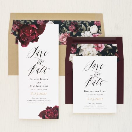Deep Red and Burgundy Save the Dates