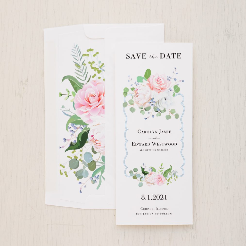 Dusty Blue Floral Save the Dates