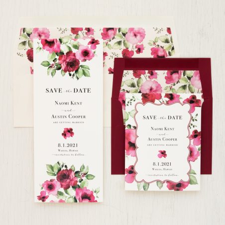 Cranberry Floral Save the Dates
