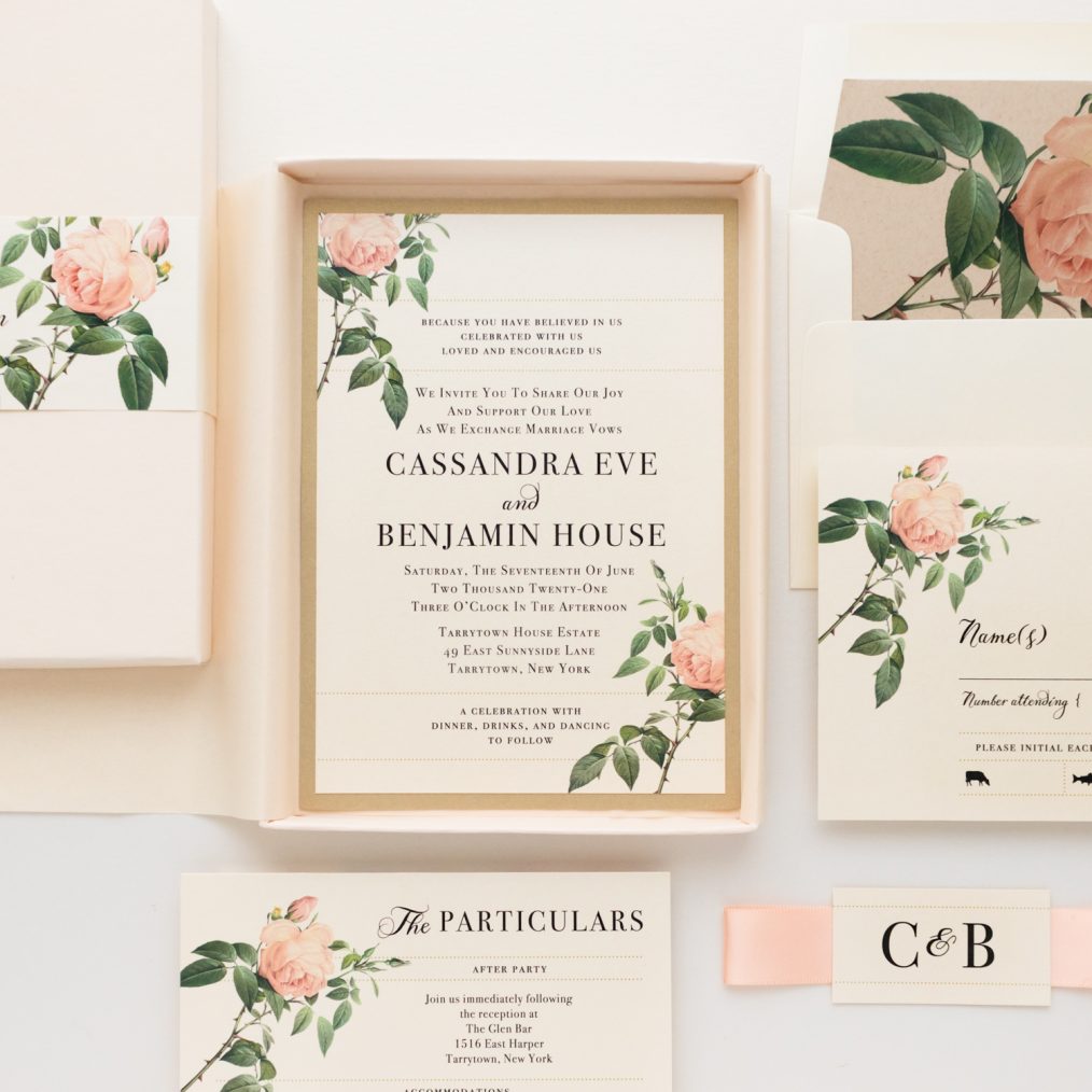 Ivory & Blush Floral Wedding invitations