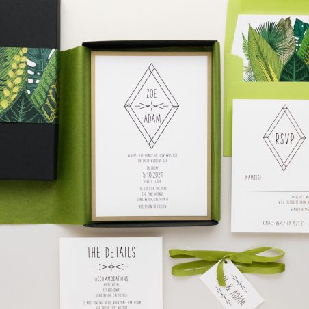 Green Leaf Boxed Wedding Invitations