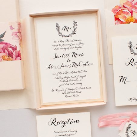 Pink Monogram Wedding Invitations