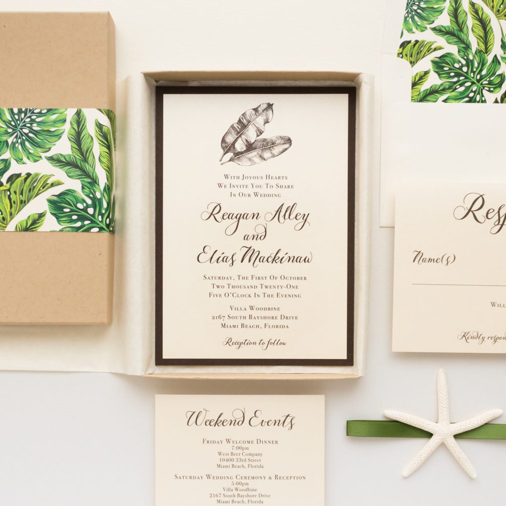Unique Simple Tropical Boxed Wedding Invitations