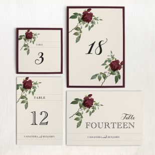 Ivory & Burgundy Flat Table Numbers